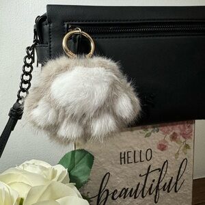 Furry Gray Paw Keychain, Bag Charm